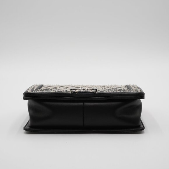 Pre-owned CHANEL Tweed Sequin Stitch Boy Bag - Picture 3 of 5